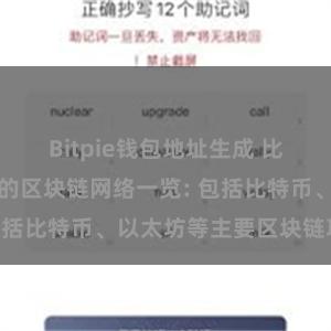 Bitpie钱包地址生成 比特派钱包支持的区块链网络一览: 包括比特币、以太坊等主要区块链项目