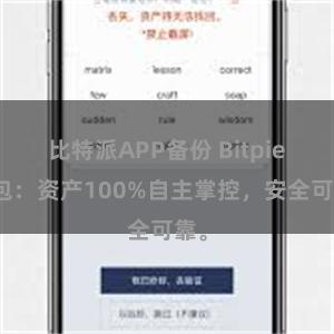 比特派APP备份 Bitpie钱包：资产100%自主掌控，安全可靠。