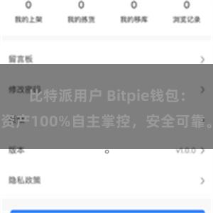 比特派用户 Bitpie钱包：资产100%自主掌控，安全可靠。